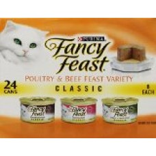 Fancy Feast Wet Cat Food, Classic, Poultry & Beef Feast Variety Pack, 3-Ounce Can, Pack of 24