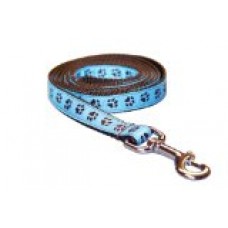 Sassy Dog Wear 6-Feet Blue/Brown Puppy Paws Dog Leash, Medium