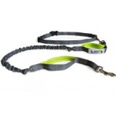 Tuff Mutt Hands-Free Dog Leash for Running, Walking, Hiking, Durable Dual-Handle Bungee Leash, Reflective Stitching, 4-Foot Long, with Adjustable Waist Belt up to 42