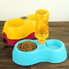 Vale® Dual Dog Bowls Dual Feeding Bowl Pet Dispenser Food Dish Bowl For Food And Water -Blue