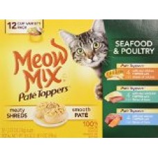 Meow Mix Pate Toppers Seafood and Poultry Variety Pack Wet Cat Food, 2.75 oz, 12 count