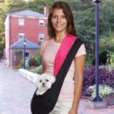 East Side Collection Polyester Reversible Sling Dog Carrier, Black and Pink