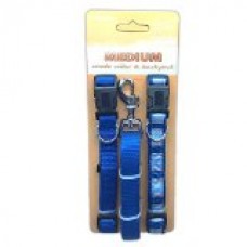 Medium Dog Nylon Blue Collars and Leash Set 10-16