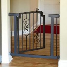 Wrought Iron Scroll Pet Gate-Hallway Size - Mocha - Improvements