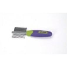 Li'l Pals Double-Sided Purple and Green Grooming Comb for Dogs, Extra Small