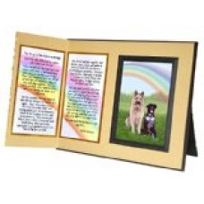 Pet Lover Remembrance Gift, Rainbow Bridge Poem, Memorial Pet Loss Picture Frame Keepsake and Sympathy Gift Package, Ginger with Foil Accent