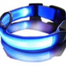Zehui New Blue Nylon LED Dog Night Safety Collar Flashing Light up W/circular Pendant Collar - Medium