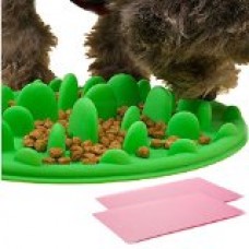 Pet Slow Feeder Bowl Interactive Feeder Gobble Stopper Slow Feed Silicon Dog Bowl Pet Feeding Supplies for Dogs, Small (Green With Food Mat)