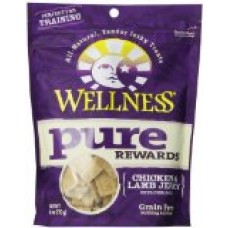 Wellness Pure Rewards Natural Grain Free Dog Treats Made in USA Only, Chicken & Lamb Jerky, 6-Ounce Bag