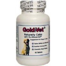 Gold Vet Naturally Calm with L-Theanine. Relieve Aggressive Behavior Caused by Stress or Fear. Helps Dogs Cope with Separation Anxiety, Loud Noises, Car or Airplane Rides or other Stressful Situations. Relief of Nervous Behavior. 45 Delicious Chewable Tab