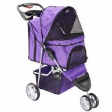 OxGord® Pet Stroller Cat / Dog Easy Walk Folding Travel Carrier Carriage - 2015 Newly Designed 3 Wheeler Elite Jogger - Lavender Purple
