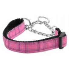 Mirage Pet Dog Cats Indoor Outdoor Training And Behavior Aids Accessories Plaid Nylon Collar Martingale Pink Large