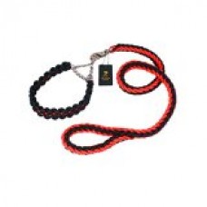 Pet Dog Heavy Duty Nylon Braided Collar & Leash in 1 Pet Chain Rope for Big Training Dogs (Red Black, L(2cm wide))