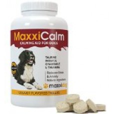 MaxxiDog - MaxxiCalm Calming Aid for Dogs with Canine Behavior Training Guide - Stress and Anxiety Relief - Non-Drowsy - 120 Tablets